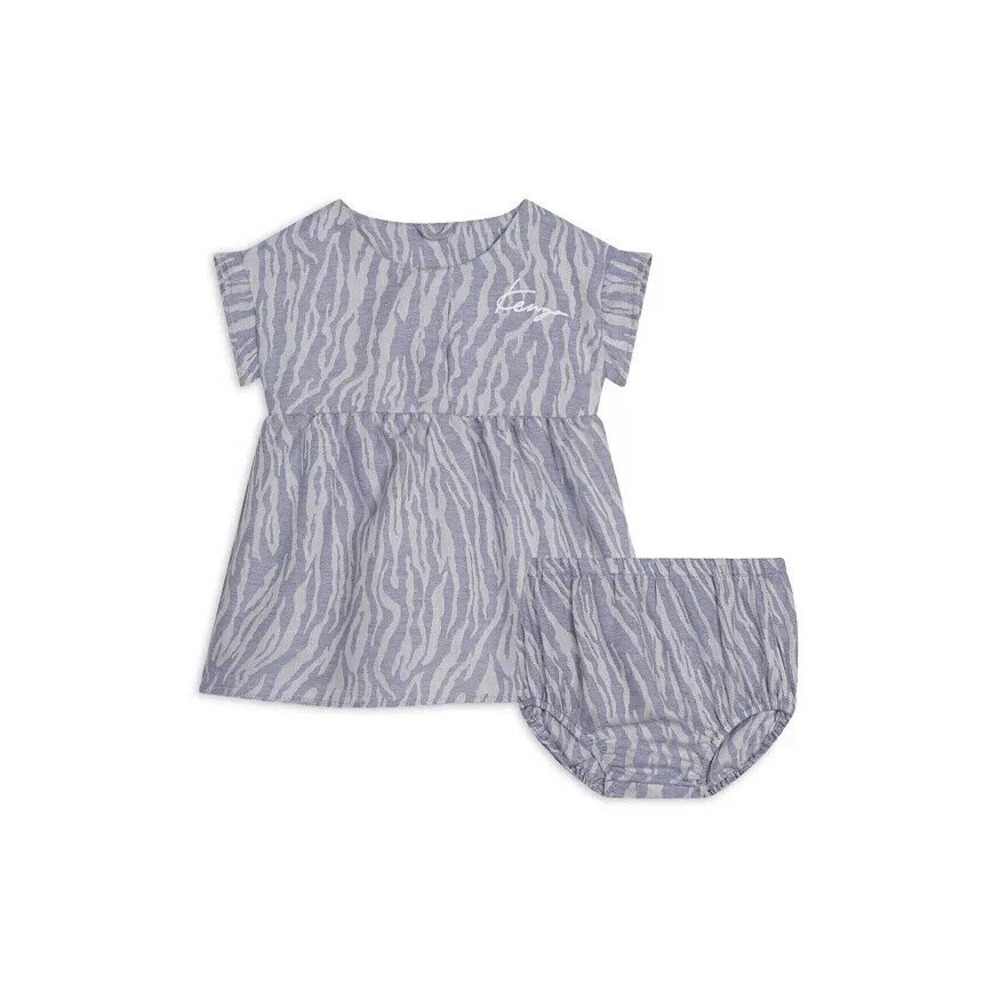 Kenzo Girls' Tiger Print Chambray Dress & Bloomers Set Size 6‎ months New